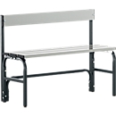 Changing bench, tubular steel/aluminium, single with back section, 1015 mm wide, anthracite
