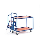 Chariot à 2 étages avec marchepied  attenant, L 990 x l. 590 mm, charge 250 kg