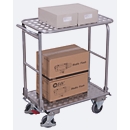 Chariot à cintres pliable, aluminium/plaque de recouvrement, aluminium argenté, 2 étagères, L 720 x l 450 mm, pliable avec traverse, roulettes TPE avec EasySTOP, jusqu'à 150 kg
