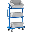 Chariot d'appoint, avec étagères ouvertes, sans plateaux en bois/caisses au format euro, inclinable