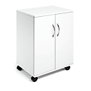 Chariot de bureau avec portes à charnières, blanc