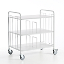 Chariot de bureau utilisable des deux côtés avec grille de séparation, 940 x 650 mm