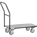 Chariot de magasin, fond en bois, L 850 x l. 450 mm, jusqu'à 250 kg, tubes d'acier, gris