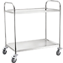 Chariot de service à 2 étages en inox - L 820 x l. 500 mm - capacité de charge 100 kg