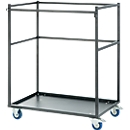 Chariot de transport, armature de fils en acier, avec plaque de base, pour 5 tables hautes