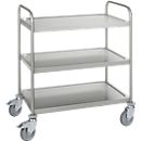 Chariot en inox, l. 845 x P 545 mm, 100 % caoutchouc, monture avec roulettes galvanisée