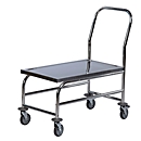 Chariot inox avec poignée de poussée rabattable et surface de chargement surélevée, 840 x 500 mm