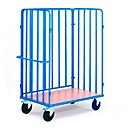 Chariot porte-colis avec tubes verticaux, 1 ridelle arrière, 1000 x 670 mm