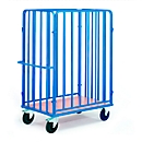 Chariot porte-colis avec tubes verticaux, 1 ridelle arrière et 1 ridelle avant, 1000 x 640 mm