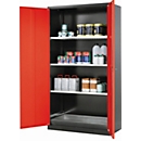 Chemical cabinet asecos CS-CLASSIC, hinged doors, front traffic red, W 1055 x D 520 x H 1950 mm