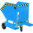 Chip tipping container Bauer SKW-ET 250, steel, blue, W 1115 x D 820 x H 990 mm, 250 l, up to 300 kg, rollers, manual tipping, with drive-in pockets