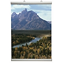 Clamp rail poster snapper, wall-mounted/free-hanging, hinged, non-slip, DIN A4, DIN A5 landscape, L 210 x D 16 x H 25 mm, aluminum, 2 pieces