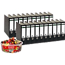 Classeur à levier 1080 LEITZ® + 1kg de HARIBO Color-Rado, format A4, largeur du dos 80 mm, 20 pièces, noir