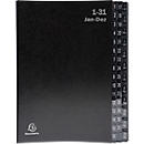 Classeur de bureau Exacompta 57044E, format A4, 44 pochettes, onglets 1-12/1-31/Jan-Dec, L 250 x H 330 mm, Ange Bleu, carton recyclé, noir