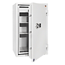 Coffre-fort FRS 93, résistance au feu LFS 60P selon EN 15659, niveau de sécurité S 2, serrure électronique, 2 étagères &amp; 1 tiroir extractible, L 565 x P 450 x H 972 mm, gris clair RAL 7035