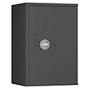 Coffre-fort Lyra 4, classe de résistance 0 selon EN 1143-1, volume 84 l, charnières de porte à droite, serrure à double panneton avec 2 clés, 2 étagères, y compris matériel d'ancrage, L 500 x P 420 x H 750 mm, gris graphite RAL 7024
