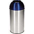 Colector de residuos Orgavente de acero inoxidable, volumen 40 l, redondo, ø 380 x Al 740 mm, para interior, azul