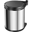 Collecteur de déchets Compact-Box M Hailo, 15 L, rond, couvercle pivotant-basculant, inox