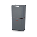 Collecteur de déchets Intelligent Waste Totem, rectangulaire, compartiment + tiroir, 60 L, avec couvercle, inox, graphite