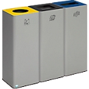 Collecteur de déchets recyclables Quadro VAR - acier - 3 x 81 L - galvanisé