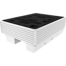 Collecting bucket for 2 x 60 l barrels, with grill and skid