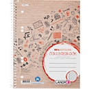 Collegeblock LANDRÉ Recycling, 80 Blatt, DIN A5+, 70 g/m², 6-fach gelocht, Spiralbindung, OPTIK PAPER®, kariert, Rand links, mehrfarbig