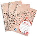 Collegeblock LANDRÉ Recycling, A4+ Format, 3 Stück, 80 Blatt je Block, kariert, rot
