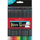 Coloured pencils Faber-Castell Black Edition, black wood, triangular shape, assorted colours, case of 36,