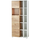 Combikast LIONI - van hout - B 850 x D 400 x H 1970 mm - wit en Navarra eik decor