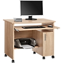 Computer-Schreibtisch auf Rollen, Container, 2 Auszüge, B 940 x T 600 x H 770 mm, Sonoma-Eiche