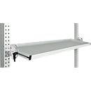 Consola de almacenamiento inclinable Manuflex, para serie Universal o Profi, profundidad útil 345 mm, para anchura de mesa 1500 mm, gris luminoso