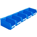 Contenedor abierto SSI Schäfer LF 532, polipropileno, L 500 x A 312 x H 200 mm, 23,5 l, azul, 5 unidades. 