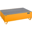 Contenedor de recogida Schäfer Shop Pure, con rejilla galvanizada, para 2 bidones de 200 l, ancho 1200 x fondo 800 x alto 360 mm, se puede pasar por debajo con una carretilla elevadora, acero, RAL 2000 naranja