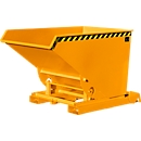 Conteneur basculant automatique Bauer type 4A 1200, 3 points de déclenchement, système de roulement, capacité 1,2 m³, jusqu'à 1500 kg, jaune-orange RAL 2000