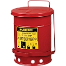 Conteneur de sécurité, couvercle à fermeture automatique, bord du fond avec ouvertures, avec pédale, tôle d'acier, Ø 300 x H 400 mm, 20 l, rouge