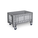 Conteneur de transport et de gerbage Noah, sans couvercle, fond et parois fermés, capacité 354 l, charge jusqu'à 300 kg, roulettes fixes et pivotantes, L 1200 x P 800 x H 730 mm, polyéthylène alimentaire, gris