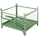 Conteneur grillagé Schäfer Shop Select, avec paroi semi-rabattable, L 1050 x P 850 x H 670 mm, vert réséda RAL 6011, jusqu'à 1000 kg