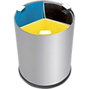 Corbeille à papier, pour tri des déchets sur la table, 3 bacs intérieurs, inox