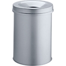 Corbeille à papier SAFE auto-extinguible, 15 litres, Ø 260 x H 357 mm, argent métallisé