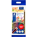 Crayons de couleur Staedtler Noris® colour 185, HB, à section hexagonale, antidérapants et résistants à la casse, en matériau WOPEX certifié PEFC®, assortiment de couleurs, 12 pièces