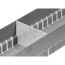 Cross divider for drawer partitioning, W 118 mm, can be used in combination with SSI Schäfer longitudinal channel with W 118 mm, plastic, transparent
