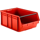 Cubo de almacenamiento abierto con barra de transporte SSI Schäfer LF 743 Polipropileno, L 715 x An 470 x Al 300 mm, 74 l, rojo