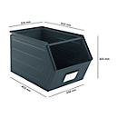 Cubo de almacenamiento abierto Schäfer Shop Select, con barra de transporte, L 550 x An 307 x Al 298 mm, 40 l, 150 kg, acero, RAL 5008 (azul grisáceo)