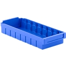 Cubo de estantería RK 400, poliestireno, L 408 x A 162 x H 66 mm, 8 compartimentos, para estanterías de 400 mm de profundidad, azul