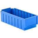 Cubo de estantería RK 421, poliestireno, L 408 x A 162 x H 115 mm, 8 compartimentos, para estanterías de 400 mm de profundidad, azul