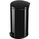 Cubo de pedal Hailo Pure L, 20 l, mecanismo de cierre de tapa amortiguado, cubo interior de plástico, Ø 308 x H 600 mm, chapa de acero, negro