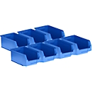 Cubos de almacenamiento de frente abierto SSI Schäfer LF 321, polipropileno, 7,5 l, azul, 7 piezas