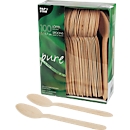 Cuillères jetables Papstar Pure, L 157 mm, biodégradable, en bois de bouleau certifié FSC®, brun clair, 100 pièces