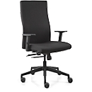 Dauphin bureaustoel STRIKE plus comfort, met armleuningen, synchroonmechanisme, vlakke zitting, zwart/zwart
