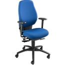 Dauphin office chair SHAPE 28485, synchronised mechanism, with armrests, high backrest, pelvic support, blue